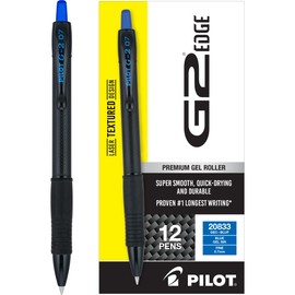PILOT, G2 Edge Blue Premium Gel Roller Pens, Sensory Writing Experience, 12ct box, Fine Point 0.7 mm
