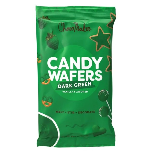 Chocomaker Dark Green Vanilla Flavored Candy Wafers, 12 Ounce