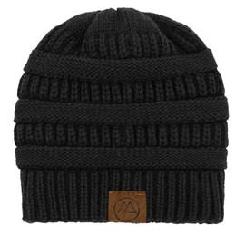 Century Star Women's Winter Beanie Hat - Warm, Soft and Ear-Covering, Black