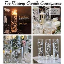 TeaSu Pearl String for Floating Candles, 12set Pearl Vase Filler for Wedding Centerpieces (White)