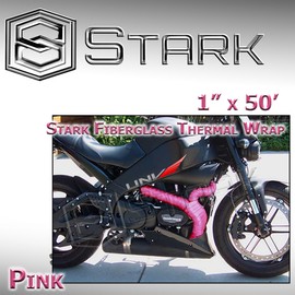 Stark Thermal Wrap 1" Wide x 50' Long - Fiberglass Heat Shield Exhaust Manifold/Header Wrap - Pink