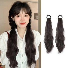 Hair Extension, Braid Wig, 2 Piece Set, 21.7 inches (55 cm), Braided Ponytail, Curl Wig, Twin Tails, Braid, Natural, Fluffy, Extension, Dance Extension, Hair Extension, Costume, Event, Party, Birthday