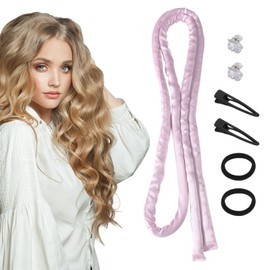 LunarCharm Heatless Curling Headband, Curlers without Heat with Small Hairpin, Overnight No Heat Curls with Thin Sleep Curlers, Pink