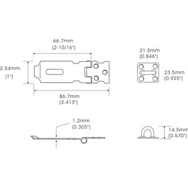 QCAA Safety HASP with Fixed Staple Steel Construction 2-1/2" Inch, Brass Plated, 2 Pack, Made in Taiwan