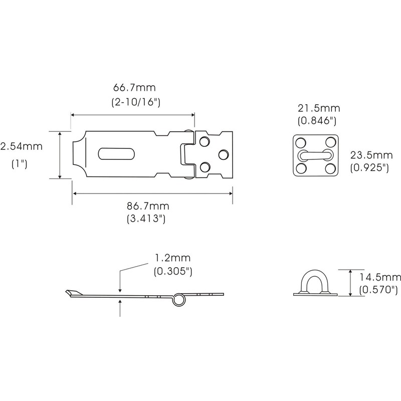 QCAA Safety HASP with Fixed Staple Steel Construction 2-1/2" Inch,