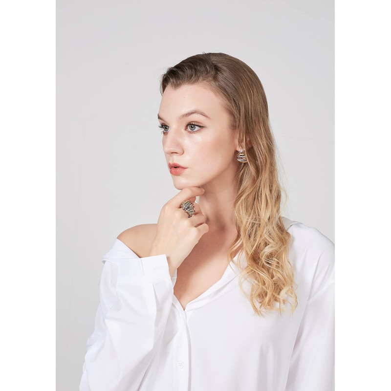 Aprilery Two-Tone Statement Ring cocktail Cable Wire Size 9