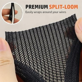 MGI SpeedWare Funda Trenzada de Manga Dividida para Cables para Arnés Automotriz de Alta Temperatura y Gestión de Cables Domésticos 10 pies (1/8")