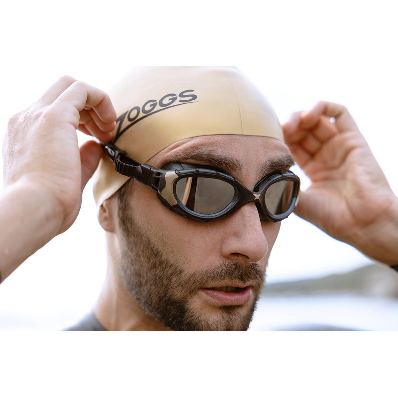 Zoggs Predator Flex Goggle, UV Protection Swim Goggles,Black/Gold/Titanium, small