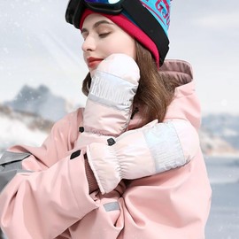 Waterproof Winter Ski Mittens for Women, Mittens for Girls, Warm Touch Screen Gloves with Elastic Wrist Strap, Suitable for Outdoor Travel, Skiing and Other Outdoor Activities