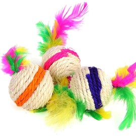 DPWOUM 1 Pc Toys for Cats, Beautiful Sisal Rope Feather Ball Teaser Scratching Chew Toy for Pets Kitten Kitten, Toys, Balls for Cats