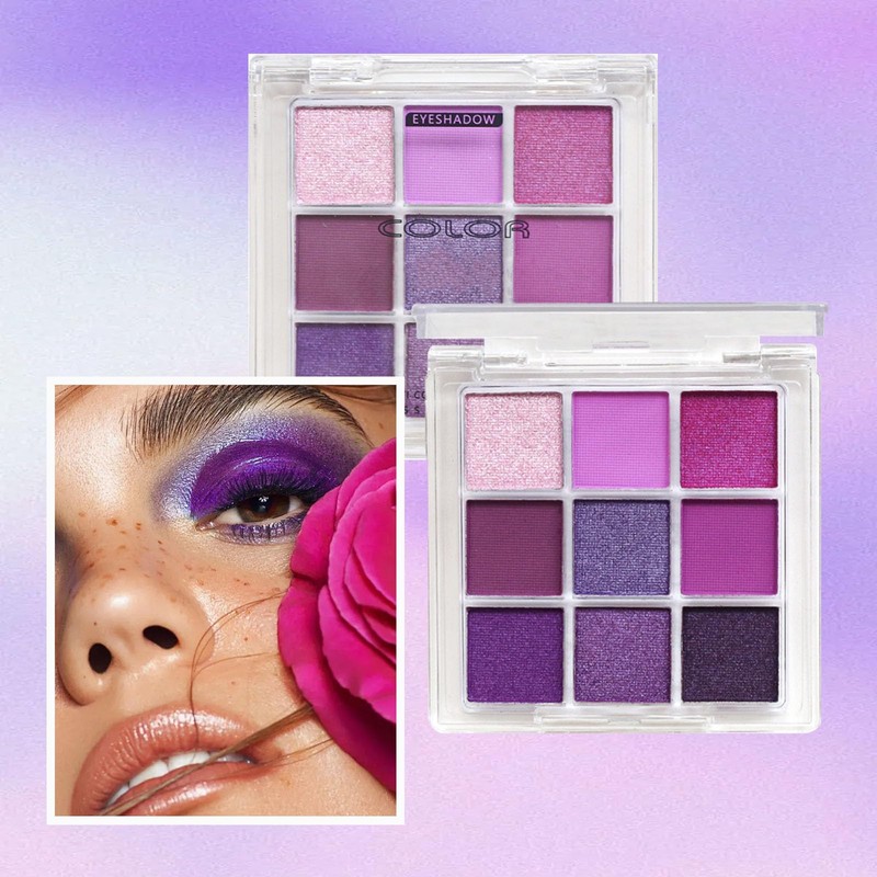 Purple Eyeshadow Palette, Pink Make-Up Palettes Shimmer Eye Shadow, Highly