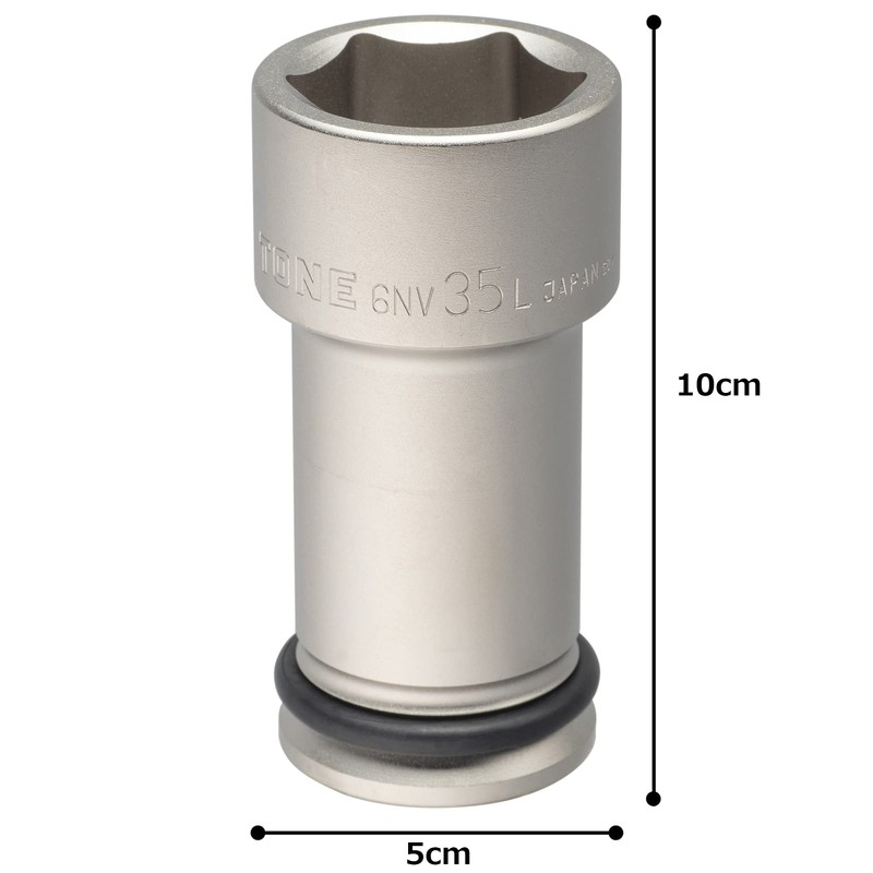 トネ(TONE) インパクト用ロングソケット 6NV-35L 差込角19.0mm(3/4") 二面幅35mm