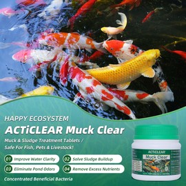 ActiClear Muck Clear – Natural Pond Sludge Treatment, 2 LB for Ponds, Fountains & Bird Baths, Beneficial Bacteria & Enzymes, Chemical-Free & Safe for Fish, Pets & Wildlife