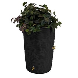 Good Ideas IMP-L50-OAK Impressions Palm Rain Barrel, 50-Gallon, Oak