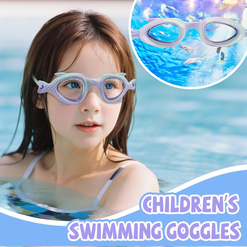 Dwafill Swimming Goggles + Swimming Cap Set, Swimming Cap (Purple)