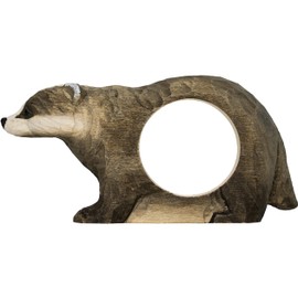 Wildlife Garden WG4569 Napkin Ring Badger - Hand Carved Wooden Napkin Ring for Table Decoration