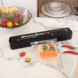 Powerful Food Vacuum Sealer Machine – Compact Design, Automatic Operation, Ultra Quiet & Fast 15 Sec Seal, Includes 10 Vacuum Bags – Black Food Sealing System for All Types