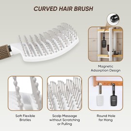 Kertiberif Hair Brush 2PCS, Curved Vented Brush for Faster Blow Drying, Paddle Detangling Hairbrush for Women Men Kids Curly Natural Thick Long Short Wet and Dry Hair