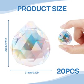 Crystal Sun Catcher, Pack of 24, Compatible with Crystal Balls, 20 mm Prism, Hanging for Window Decoration, Suncatcher for Chandelier, Garden, Wedding Decoration and More