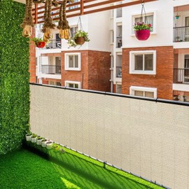 Goleray 3'x13' Privacy Screen Balcony Covers for Apartments Patio Fence Panels for Railing, UV Protection Outdoor Temporary Fencing for Deck Porch Garden, Beige