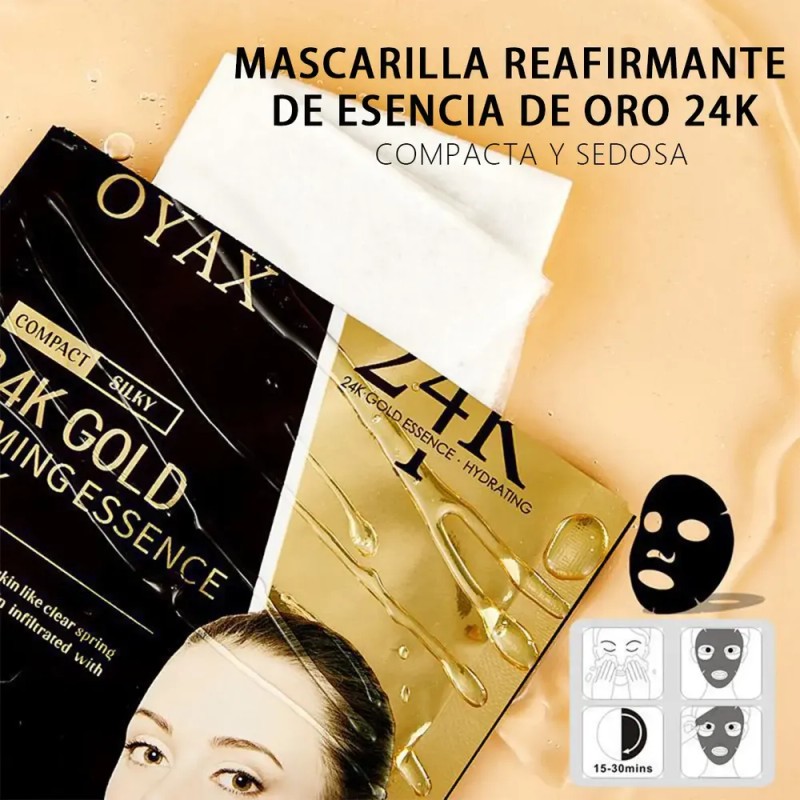 Mascarilla Facial Oro 24k Acido Hialuronico Reafirmante 10pz