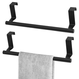 Pack of 2 Towel Holders for Hanging, Stainless Steel Towel Rail, Door Towel Holder with Non-Slip Scratch Protection Strips, Tea Towel Holder for Cabinet Door, Suitable Kitchen Bathroom (2 Pieces,