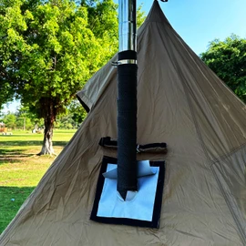 Fireproof Chimney Webbing SoloWilder Anti Scalding Camping Stove Pipe Wrap Protector with 2 Clamps