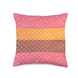 Sugar Wafer Cookie Strawberry Chocolate Vanilla Sweets Throw Pillow