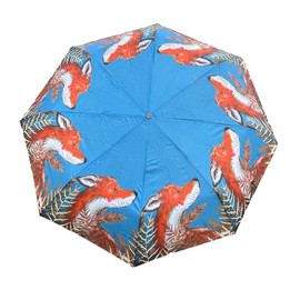 Alex Clark Fox Umbrella - Compact Foldable Travel Rain Umbrella - animal design - British Wildlife gifts