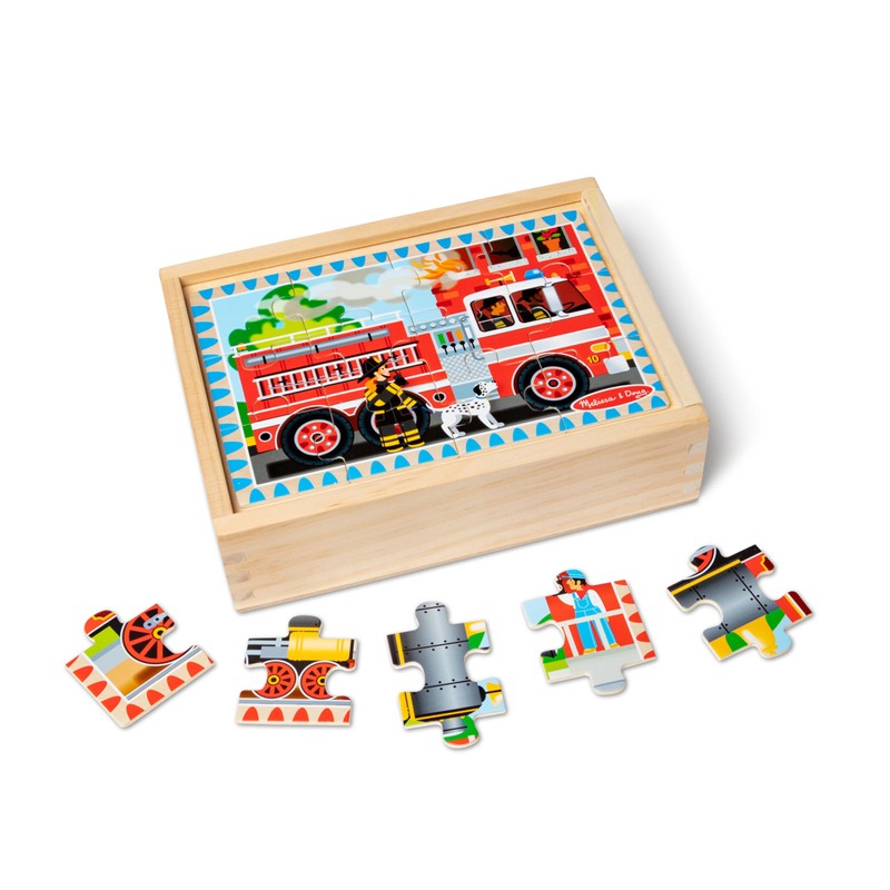 Melissa & Doug Wooden Jigsaw Puzzles in a Box 2-Pack