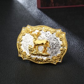 KDG Western cowboy belt buckle for belt accessories Custom buckle, G Deer 02, Large