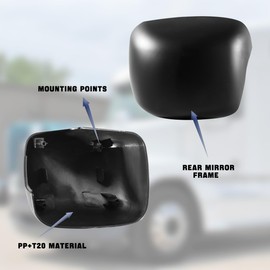 Black Hood Mirror Cover for Freightliner Cascadia 2018 2019 2020 2021 2022 2023 2024, Right Hood Mirror Covers for Freightliner Cascadia