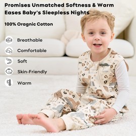 Unnivoll Baby Sleeping Bag with Feet, 0.5 Tog, Sleeping Bag, Baby Summer, Pack of 2, Cotton Sleeping Bag with Legs, Baby Sleeping Bag, Soft 90 cm for Boys and Girls, Beige, Grey, Elephants