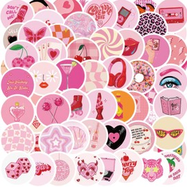 55Pcs Pink Graffiti Stickers Cartoon Stickers for Girls, Vinyl Aesthetic Waterproof Stickers Adorable Decor Supplies Pink Party Suitable for Mobile Phone Computer Water Bottle Suitcase