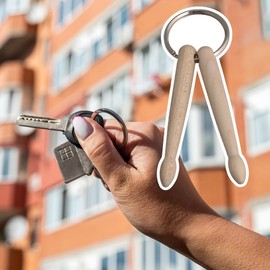 Yibuy 8cm Mini Natural Wood Drum 2 Stick Keychain Keyrings for Musical Instrument Decor 90mm/3.54inch Long