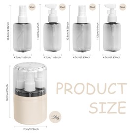 Colacoo Travel Bottles Leak Proof, 4 in 1 Travel Containers for Toiletries, Refillable Plastic Bottles with Twist Lid, Travel Accessories Shampoo Conditioner Bottles - Beige