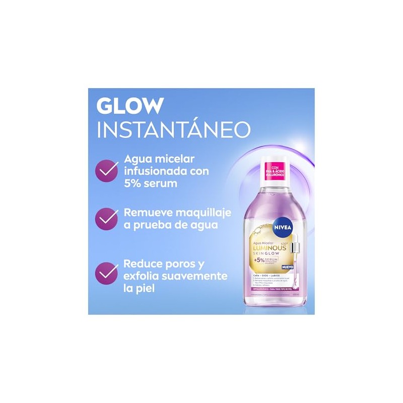 NIVEA Agua Micelar Luminous 630 Skin Glow 400 ml.