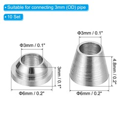 PATIKIL 3mm Tube OD 304 Stainless Steel Compression Tube Fitting Sleeve, 20 Pack Double Ferrule Ring Tubing Fitting Assortment Kit, Silver