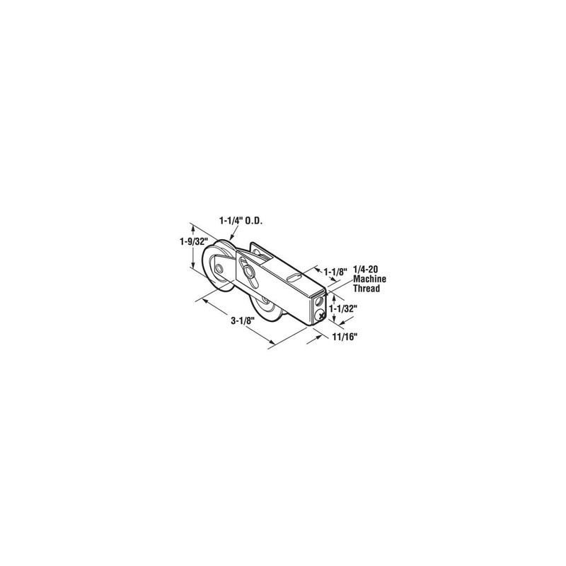 CRL Sliding Glass Door Roller with 1-1/4" Tandem Steel Wheels;