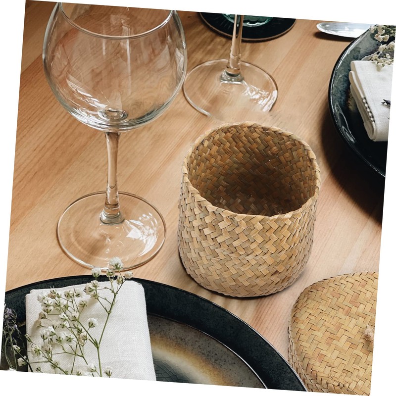 MAGICLULU Handmade Woven Straw Flower Basket for Valentines Storage Box