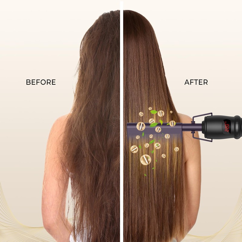 UKLISS Heißer Kamm Elektrische Haarglätter Bürste Kupfer Haar Glätteisen Multifunktionaler