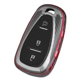 TANGSEN Key Fob Case TPU Cover Compatible with Chevy Blazer Camaro Cruze Equinox Malibu Sonic Traverse TRAX Transparent Carbon Fiber Texture 3 4 5 Button Protective Key Shell