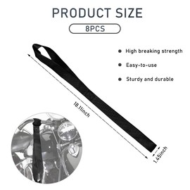 Wevdn 8 PCS Soft Loop Tie Down Straps, 1.1"x 18" Heavy Duty Tie Down Loops, 1500lb Load Capacity, 4500lb Breaking Strength for Securing Bikes, Motorcycles, Scooters, Lawn Equipment (Black)