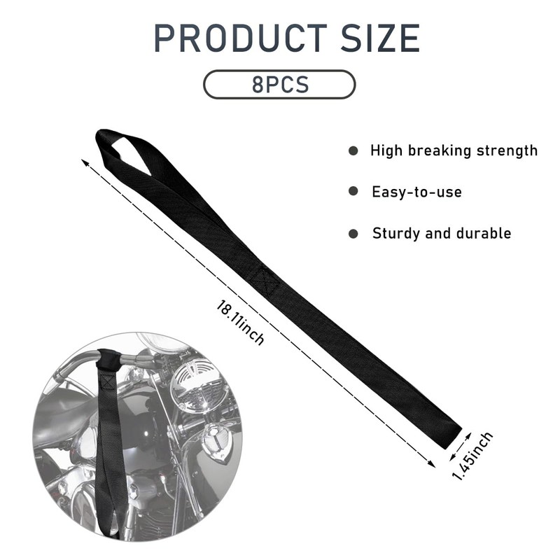 Wevdn 8 PCS Soft Loop Tie Down Straps, 1.1"x 18"