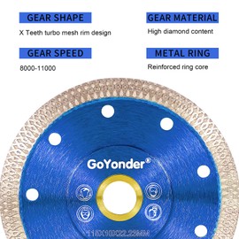 GoYonder 4.5” Diamond Tile Blade for Angle Grinder, Super Thin Diamond Saw Blade Grinder Blades for Wet Dry Cutting, Diamond Blade for Cutting Ceramic, Porcelain, Tiles, Granite, Marbles