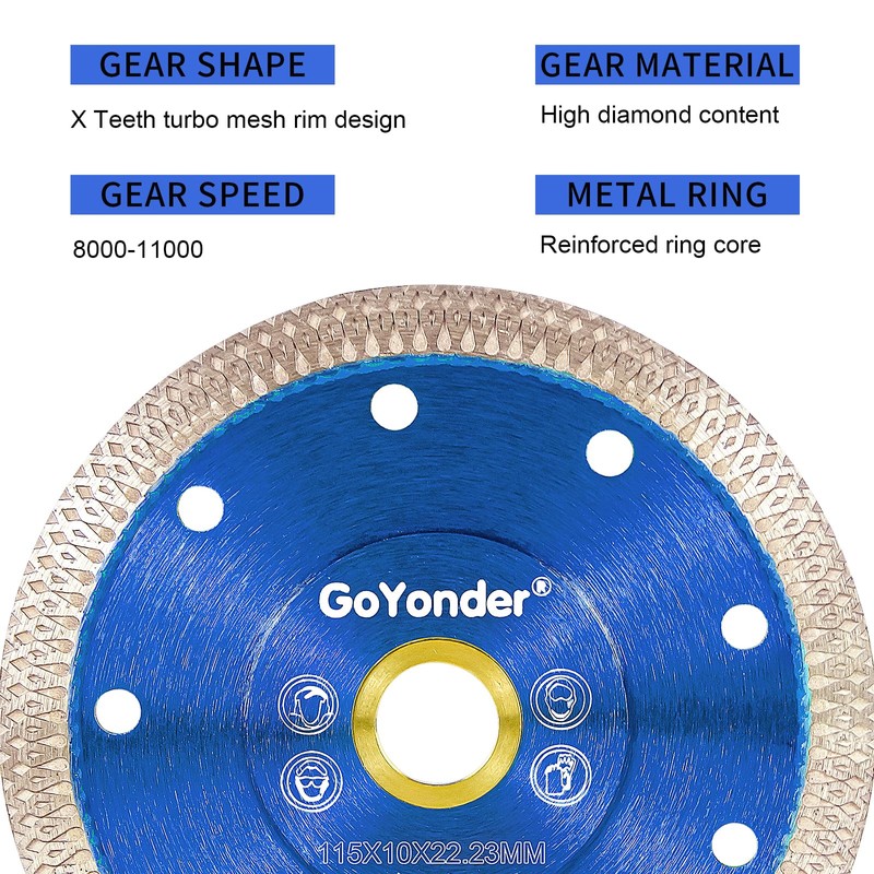 GoYonder 4.5” Diamond Tile Blade for Angle Grinder, Super Thin