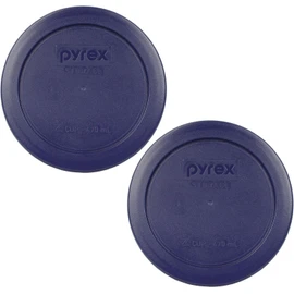 Pyrex 7200-PC 2 Cup Dark Blue Round Storage Lids - Original Genuine Pyrex Lids - 2 Pack