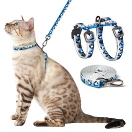 PetThem Cat Harness and Leash Set - Escape Proof Vest Harness for Cat, Comfortable Soft Lightweight, Easy Adjustable Cat Collar Harness for Small Medium Large Cats (Glacier Penguin)