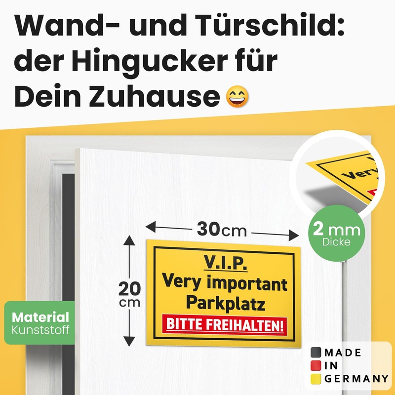 DankeDir! VIP Very Important Parkplatz Freihalten Funny Sign 30 x
