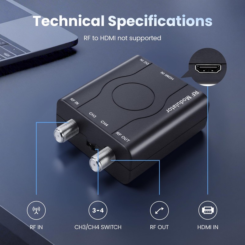 [Upgrade]kurtmark HDMI to RF Modulator with 1.2M HDMI Cable &